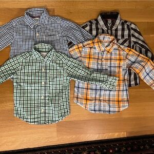 Boys 2T Checkered Shirt Set - Green, Blue, Orange, Black